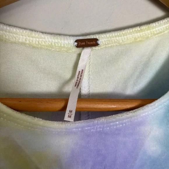 Free People Bright Eyes Velvet Top-Cloud Pastel Multi Color-Size Medium - Picture 4 of 5